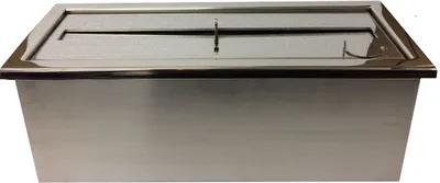 A stainless steel burner is shown against a white background.