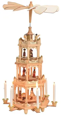 Image de Pyramide de Noël en bois Crèche 4 étages