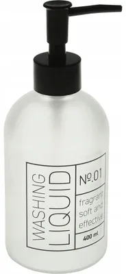 Produktbild von Glas-Seifenspender 400 ml Weiß mit schwarzer Pumpe für Bad und Küche