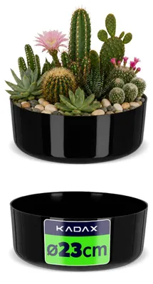 Produktbild von KADAX Blumentöpf "Ronta", runde Schale, Pflanzschale, Pflanzgefäß 22cm, Schwarz Topf