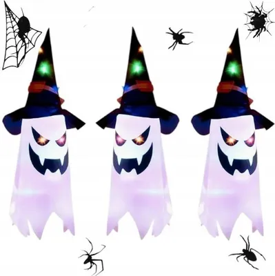 Immagine prodotto di 3 pezzi decorativi fantasma stregone Halloween decorazione illuminazione LED 3 modalità di luce