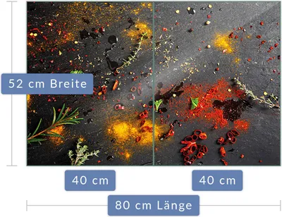 Produktbild von Herdabdeckplatte Abdeckung Glaskeramikfeld Abdeckplatte 2-Teilig 80x52 Gewürze Schutz