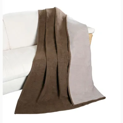 Produktbild von Ibena Bio Baumwolldecke Stockholm 140x200cm - Kuscheldecke dunkelbraun/braun zweifarbig, Wolldecke, Sofadecke kuschelweich