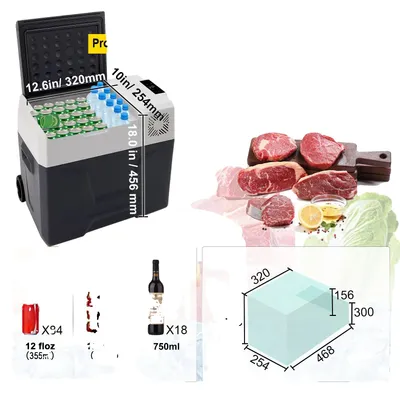 Immagine prodotto di Frigorifero portatile, raffreddamento rapido, compatibile per uso domestico e auto, capacità 50 litri