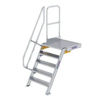 Produktbild von Günzburger Steigtechnik Treppe mit Plattform 60° Stufenbreite 800 mm 5 Stufen Aluminium geriffelt - 600385