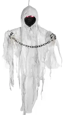 Produktbild von Gesichtsloser Kettengeist als Halloween Figur mit Licht & Sound ca. 90 cm