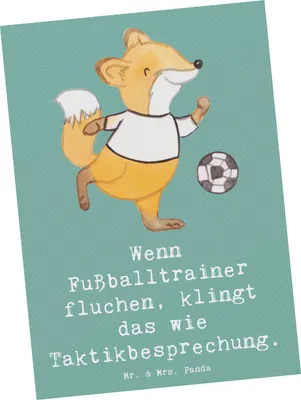 Produktbild von Mr. & Mrs. Panda Postkarte Fußballtrainer Taktik - Meeresbrise - Geschenk, Ansichtskarten, Team, einzelkarte, Berufsgestaltung, Berufe, Geschenke für Berufstätige, Beruf
