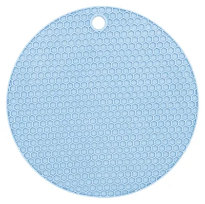 Produktbild von Rundes Tischset aus Gummi, ungiftig, verhindert Verrutschen, hitzebeständig, waschbar, Tisch-Isolierunterlage für Tassen, Schüssel, Blau, 15,5 cm