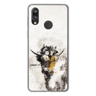 Produktbild von MuchoWow® Handyhülle Schutzhülle Hülle für Huawei P20 Lite (2020) Schottischer Highlander - Farbe - Blumen Silikon Softcase Handy Hülle - Kartenhalter