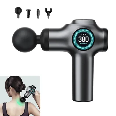 Produktbild von Faszienpistole, Muskelentspannungsmassagegerät, 6-Gang-Einstellung + 4 präzise Massageköpfe,LCD-Display+Typ-C-Schnellladung, tragbar und geräuscharm
