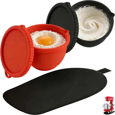 Produktbild von Silikon Rührschüssel Einsatz, 3 Einsätze und Deckel, für 5 Qt Mixer, für Küche