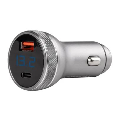 Zdjęcie produktu dla Ładowarka szybka samochodowa 38W z woltomierzem USB USB-C PODÓJNY PORT