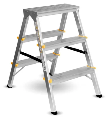 Produktbild von Zweiseitige Aluleiter Klappleiter Haushaltsleiter 150 kg Traglast EN131 | 3 Stufen