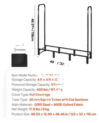 Obrázok produktu pre Stojan na drevo, odolný proti poveternostným vplyvom, robustná konštrukcia, 4 ft, 400 lbs, typ B
