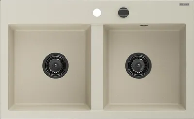 Immagine prodotto di Mexen Hektor lavello in granito a 2 vasche 800 x 480 mm, beige, sifone nero - 6521802000-69-B