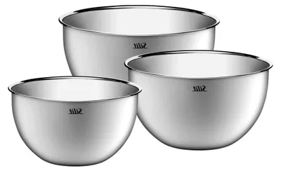 Produktbild von 3-teiliges Küchenschüssel-Set aus Edelstahl, multifunktional als Rührschüssel, Salatschüssel und Servierschüssel, stapelbar