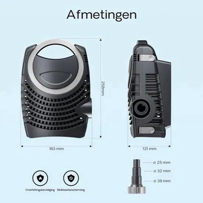 Image de Pompe pour bassin – Puissance : 80 W – Débit : 10 000 litres par heure – Pompe à filtre et pompe de circulation