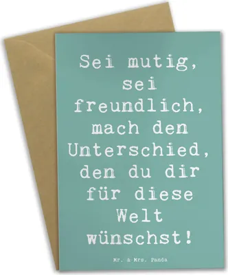 Produktbild von Mr. & Mrs. Panda Grußkarte Spruch Freundlichkeiten verbreiten - Meeresbrise - Geschenk, Vertrauem, kleines Lächeln, Lebensfreude, babykarte, einladungskarten, Trost, Mut