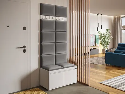 Obrázek produktu pro Předsíňová stěna s nástěnnými čalouněnými panely CLENZE 8 - bílá / šedá
