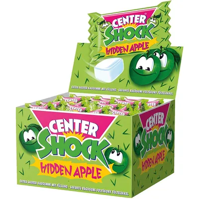 Obrázek produktu pro Centre Shock Hidden Apple žvýkačky s tekutou jablečnou příchutí 400g
