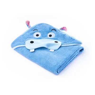 Produktbild von Sensillo - Baby-Handtuch mit Kapuze 100x100cm, Baby-Bademantel, Nilpferd - Blau
