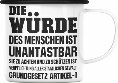 Produktbild von Trendation - Jura Geschenk Emaille Tasse mit Spruch für Jurist Juristin Geschenkideen Lustig Examen Staatsexamen (Schwarz)
