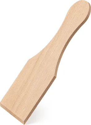 A wooden spatula on a white background.