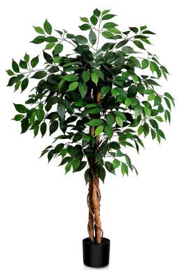 Produktbild von 120 cm Kunstpflanze Ficusbaum - Künstliche Pflanzen mit Naturholzstamm, Große Pflanzen für Büro, Zuhause, Innen- und Außendekoration, 1 Packung