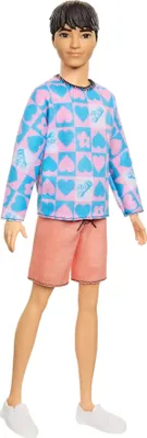 Image de Mattel DWK44 ; HRH24 - Poupée Barbie Ken Fashionista - Sweat bleu et rose