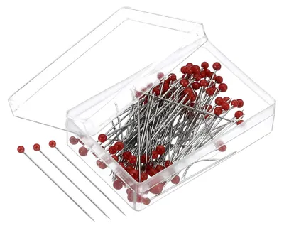 Produktbild von 100 Stück große Stecknadeln mit Perlenkopf, 37mm, in leuchtendem Rot