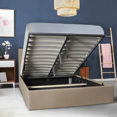 Produktbild von Bettkasten PARMA mit Lattenrost/ Bett 140x190 - Beige