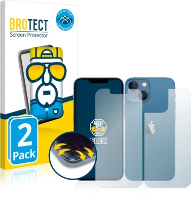 Produktbild von 2x BROTECT Fullscreen Schutzfolie für Apple iPhone 13 mini (Display+Rückseite) Displayschutz Folie Fullcover Klar Transparent