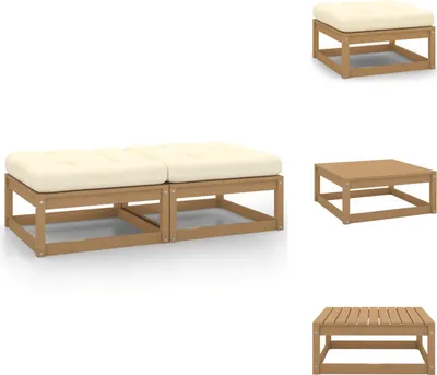 Produktbild von vidaXL Garten-Fußhocker mit Kissen 2 Stk. Honigbraun Massivholz Kiefer -  Gartensofaelemente