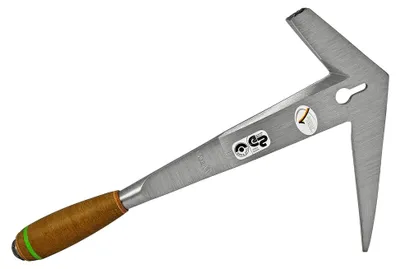 Produktbild von Schieferhammer in rheinischer Form, handgeschmiedet, mit Ledergriff
