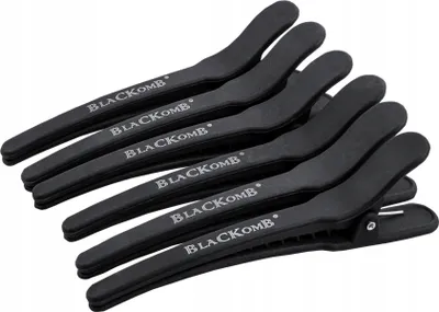 Produktbild von Blackomb Haarklammer gerade, Clips aus Carbon, Friseurbedarf – Haar Klammern, Haarspangen für Friseur, Haarclips, Klipse, Haare Schneiden – 6 Stück, schwarz, 12 cm