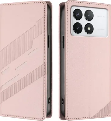 Image de Étui pour Xiaomi 14T - Coque portefeuille Phonesta Embossed Lines - Rose