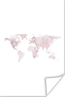Produktbild von MuchoWow® Poster Weltkarte - Marmor - Rosa 120x180 cm - Kunstposter