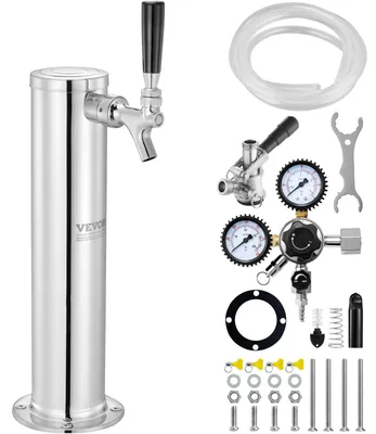 Bierturm mit einem Hahn, Edelstahl, Doppel-Manometer, S-System-Kupplung