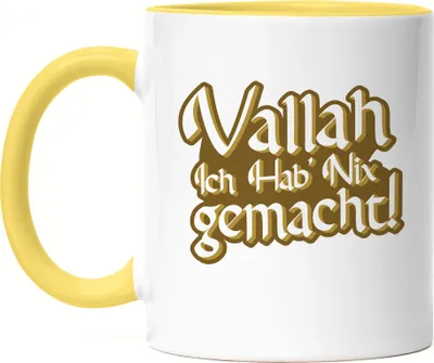 Produktbild von Vallah ich hab nix gemacht Tasse Gelb Türkisch Arabisch Lustig Spruch Humor Statement