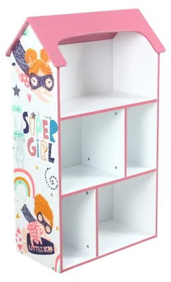 Produktbild von Kinderregal GINGER HOME – Häuschen SUPER GIRL, rosa, zur Aufbewahrung von Spielzeug und Büchern