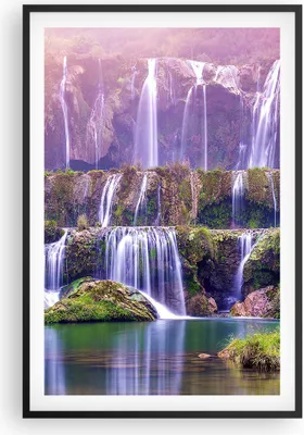 Produktbild von Gerahmtes Poster - Schwarzer Rahmen - Wasserfall Natur - 61x91,5 cm - Wand Bild - Wanddeko - Wandbilder - Kunstposter - Wandposter - Bilderrahmen - Bilder - Kunstdruck - Wandbild - P2BPA61x91-3893