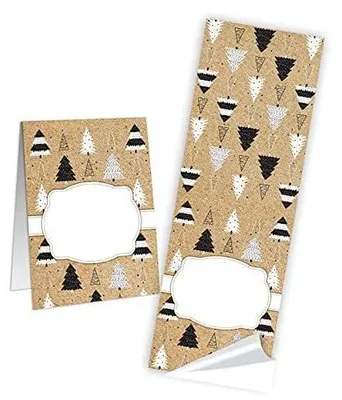 Produktbild von Logbuch-Verlag 50 große Weihnachtsetiketten 7,2 x 21 cm - Namensaufkleber zum Beschriften - Aufkleber für Papiertüten braun weiß schwarz