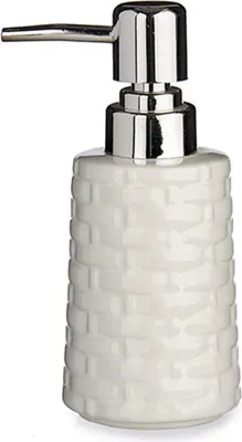 Produktbild von Berilo Seifenpumpe - Keramik - weis - silber - 150 ml - nachfullbar