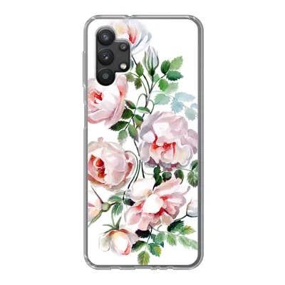 Produktbild von MuchoWow® Handyhülle Schutzhülle Hülle für Samsung Galaxy A32 5G Aquarell - Rosen - Blumen Silikon Softcase Handy Hülle - Softcase