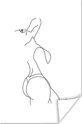 Produktbild von MuchoWow® Poster Strichzeichnung - Frau - Weiß 40x60 cm - Plakate für die Wand - Poster Babyzimmer