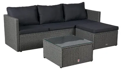 Produktbild von LC Garden »Loungino« Gartenset Lounge mit Tisch + Hocker Gartenlounge Balkonset