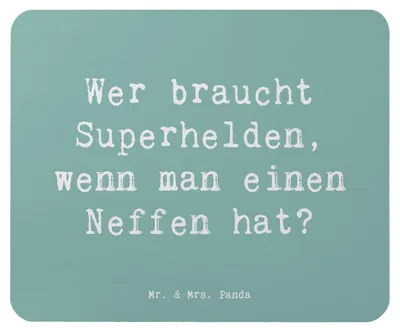 Produktbild von Mr. & Mrs. Panda Mauspad Spruch Neffe Held - Meeresbrise - Geschenk, Superhelden, einzigartige Designs, laptop, Familienbande, Bindung, computer, Superheld, Familie, pc