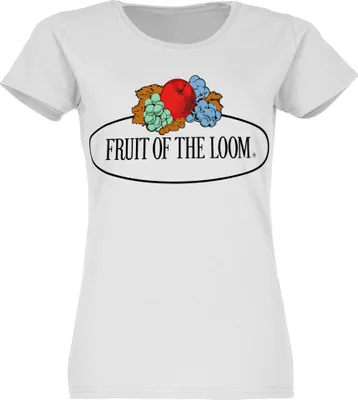 Produktbild von Fruit of the Loom Damen T-Shirt mit großem Vintage-Logo Farbe: weiß Größe: M