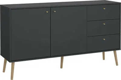 Produktbild von Kommode Erina, Wohnzimmerbuffet, Wohnzimmer-Sideboard, Moderne Küchen-Speisekammer, 147x39 h82 cm, Grau