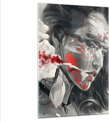 Produktbild von Bilder auf glas - Einteilig - Frau Gesicht Kunst - 80x120cm - Glasbilder - Wandbilder - Bilder - zum Aufhängen bereit - Wanddekoration aus Glas - Glas Bilder - Wandbild auf Glas - GPA80x120-3867